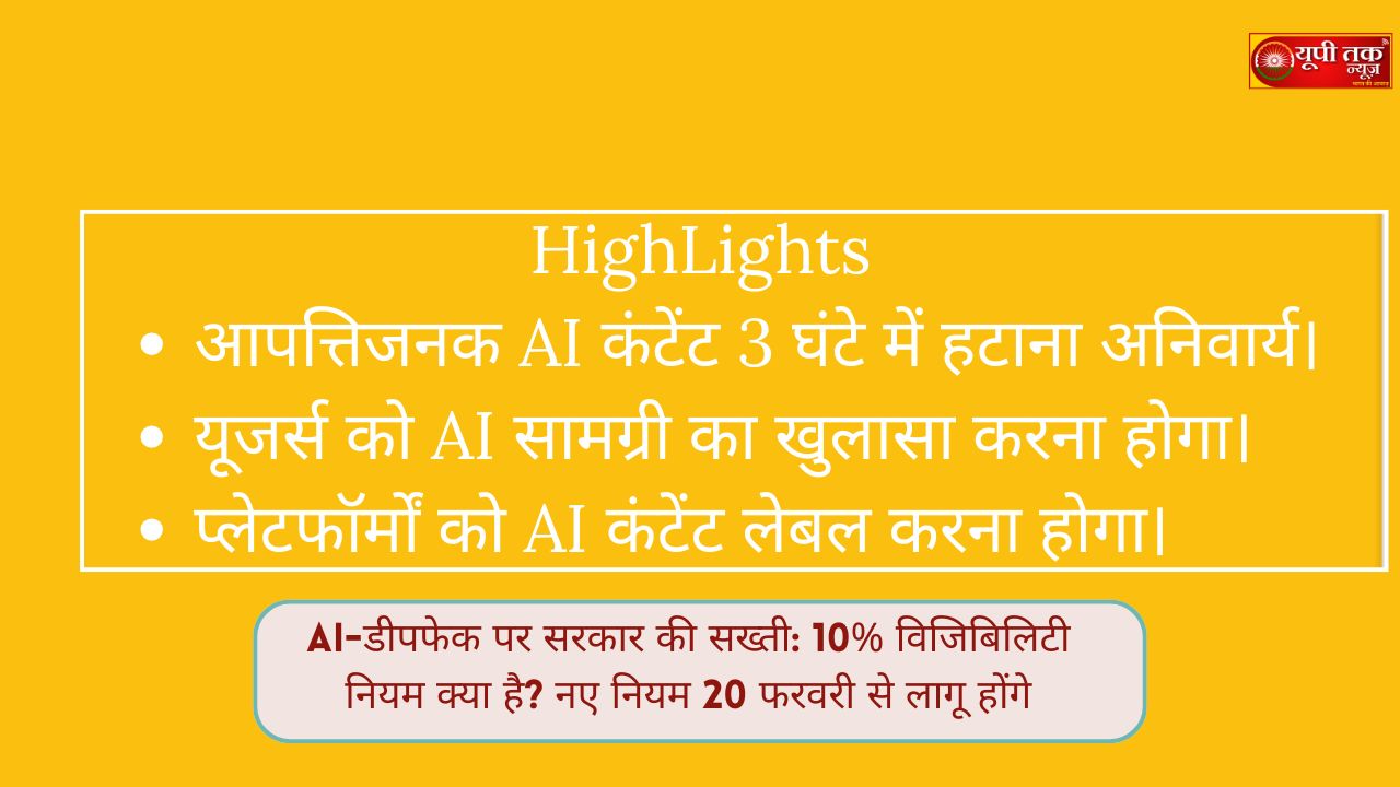 AI Deepfake Policy: AI-डीपफेक पर सरकार की सख्ती: 10% विजिबिलिटी नियम क्या है? नए नियम 20 फरवरी से लागू होंगे। 9 ai daiaipfakai polichy: ai-deepaphek par sarakaar kee sakhtee: 10% vijibilitee niyam kya hai? nae niyam 20 pharavaree se laagoo honge. ai daiaipfakai polichy: kendr sarakaar ne ai-janareted aur deepaphek saamagree ke lie onalain pletaphormon par sakht niyam laagoo kie hain. ab pletaphorm ko chinhit aapattijanak saamagree ko teen ghante ke bheetar hataana hoga, jabaki pahale yah samay seema 36 ghante thee. upayogakartaon ko ai saamagree post karate samay usaka khulaasa karana anivaary hoga. ye nae niyam 20 pharavaree 2026 se laagoo honge. kendr sarakaar ne aartiphishiyal intelijens (ai) dvaara nirmit aur deepaphek saamagree ke sambandh mein onalain pletaphaarmon ke lie sakht disha-nirdesh jaaree kie hain. nae niyamon ke anusaar, eks, instaagraam sahit sabhee soshal meediya aur dijital pletaphaarmon ko kisee saksham praadhikaran ya adaalat dvaara chinhit eaee-janit ya sinthetik saamagree ko adhikatam teen ghante ke bheetar hataana anivaary hoga. pahale yah samayaseema 36 ghante thee. isake saath hee upayogakartaon par bhee jimmedaaree daalee gaee hai. upayogakartaon ko eaee dvaara nirmit ya sanshodhit saamagree post karate samay usaka khulaasa karana hoga, jabaki pletaphaarmon ko aisee ghoshanaon ke satyaapan ke lie takaneekee upaay apanaane honge. ai daiaipfakai polichy: 20 pharavaree se laagoo ho jaayenge nae niyam ilektroniks aur soochana praudyogikee mantraalay ne soochana praudyogikee (madhyasth dishaanirdesh aur dijital meediya aachaar sanhita) niyam, 2021 mein sanshodhan kee adhisoochana jaaree kee hai. ye nae niyam 20 pharavaree 2026 se laagoo honge. sanshodhan mein pahalee baar eai-jenareted aur sinthetik soochana kee aupachaarik paribhaasha dee gaee hai, jisamen aise odiyo, veediyo ya odiyo-vijual kantent shaamil hain jo krtrim roop se banae gae hain lekin vaastavikata ke samaan prateet hote hain. haalaanki saamaany sampaadan, shaikshanik upayog ya dijain se sambandhit sadbhaavanaapoorn kaaryon ko isase baahar rakha gaya hai. sarakaar ne spasht kiya hai ki eai dvaara nirmit kantent ko bhee soochana kee shrenee mein maana jaega aur us par vahee kaanoonee maanak laagoo honge jo any dijital kantent par laagoo hote hain. isake saath hee upayogakartaon kee shikaayaton ke nistaaran kee samay seema bhee kam kar dee gaee hai taaki tvarit kaarravaee sunishchit kee ja sake. ai daiaipfakai polichy: kampaniyon ko karanee hogee eai kantent kee lebaling nae niyamon ke anusaar, jin pletaphorm par eai ya sinthetik kantent ka nirmaan ya saajha kiya jaata hai, unhen aisee saamagree par spasht aur pramukh roop se lebal lagaana hoga. saath hee jahaan takaneekee roop se sambhav ho, sthaayee metaadaata ya pahachaan chihn bhee jodana anivaary hoga. ek baar lagae gae lebal ya metaadaata ko hataane ya dabaane kee anumati nahin hogee. aapattijanak kantent hataane ke lie otometed tools lagaen sarakaar ne avaidh, bhraamak, yaun shoshan se jude, bina sahamati vaale, pharjee dastaavej, baal shoshan saamagree, visphotak ya pratiroopan se sambandhit eai kantent par rok lagaane ke lie pletaphaarm ko otometed tools (saaphtaveyar) tainaat karane ka bhee nirdesh diya hai. in kadamon ka lakshy dijital pletaphaarmon par paaradarshita ko badhaana aur upayogakartaon, vishesh roop se bachchon aur yuvaon, ko deepaphek aur bhraamak saamagree se surakshit rakhana hai. mantraalay ke nirdeshon ke anusaar, pletaphaarm ko apane upayogakartaon ko har teen maheene mein saral aur prabhaavee tareeke se yah jaanakaaree pradaan karanee hogee ki eaee ke durupayog ya niyamon ke ullanghan ke kya parinaam ho sakate hain. ai daiaipfakai polichy: kya hai 10% vijibilitee rool? lebal ke drshy bhaag ke lie, sarakaar ne vishesh bhautik maanak nirdhaarit kie hain taaki upayogakarta ko lebal dekhane ke lie apanee aankhen na sikodanee pade aur use aasaanee se lebal kee vaastavikata ka pata chal sake. vijual kantent: lebal ko vijual disple kshetr ka kam se kam 10 pratishat hissa kavar karana chaahie. odiyo kantent: disklojar klip ke kul samay ka kam se kam 10% hona chaahie. ai daiaipfakai polichy: kaanoon ka ullanghan karane vaale kantent post na hon aaieenes ke anusaar, intaranet meediya kampaniyon ko yah sunishchit karane ke lie takaneekee upaayon ko apanaana hoga ki koee upayogakarta aisa eai saamagree saajha na kar sake jo bhaarateey kaanoonon ka ullanghan karatee ho. isamen bhaarateey nyaay sanhita 2023, pokso adhiniyam 2012 aur visphotak padaarth adhiniyam 1908 jaise kaanoonon ka vishesh ullekh kiya gaya hai. 3,749 AI Deepfake Policy: Government cracks down on AI-deepfakes: What is the 10% visibility rule? The new rules will come into effect on February 20th.