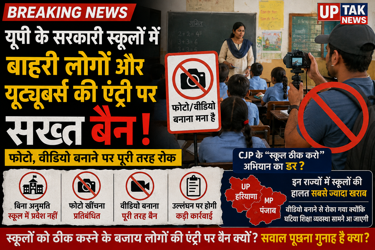 Home 33 UP News: Ban on entry of outsiders and YouTubers in UP government schools; questions raised about the education system
