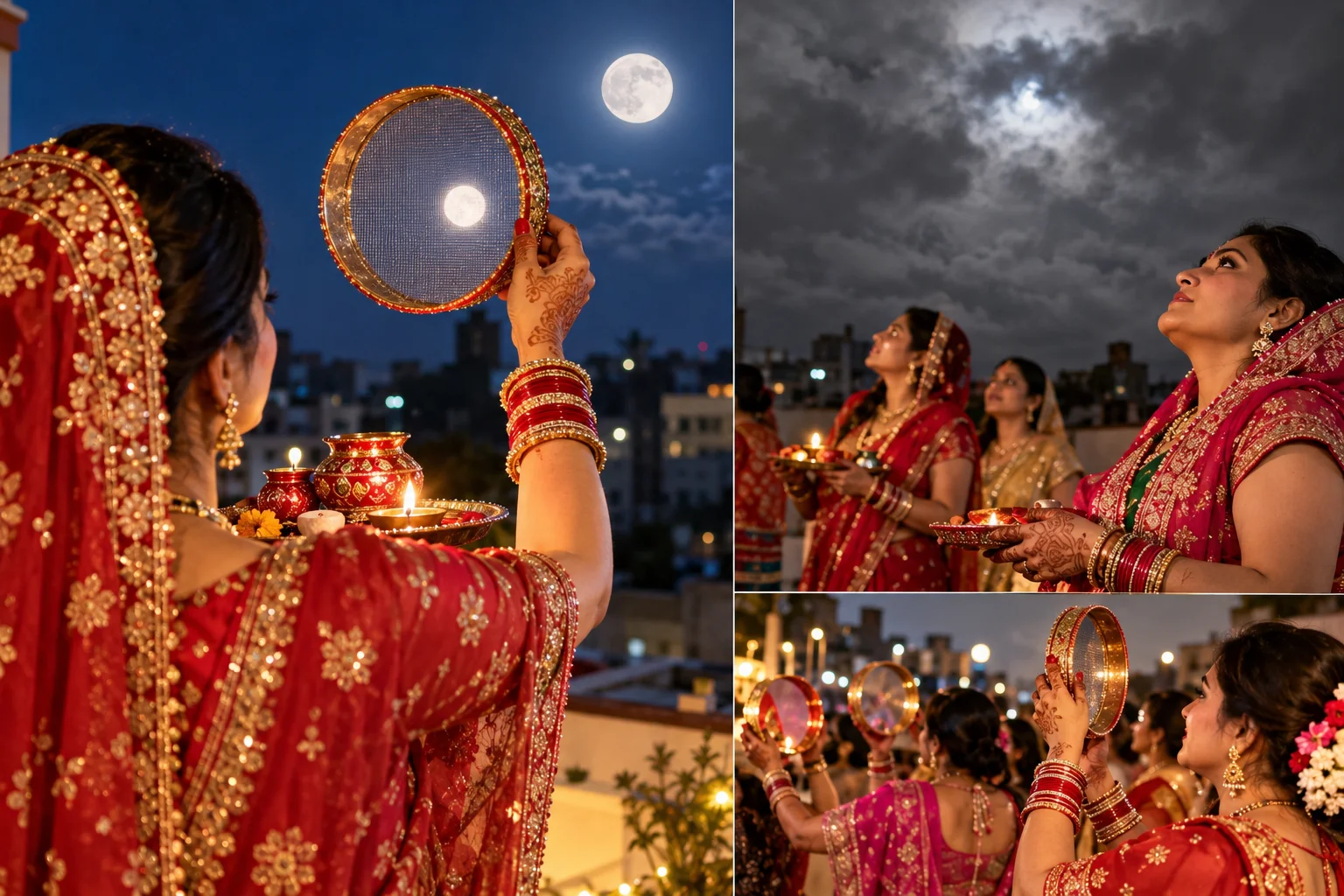 Home 4 Karwa Chauth 2026: Moon Sighted in Some Places, While Others Wait for Clouds to Clear; Married Women Break Their Fast After Offering 'Arghya' to the Moon